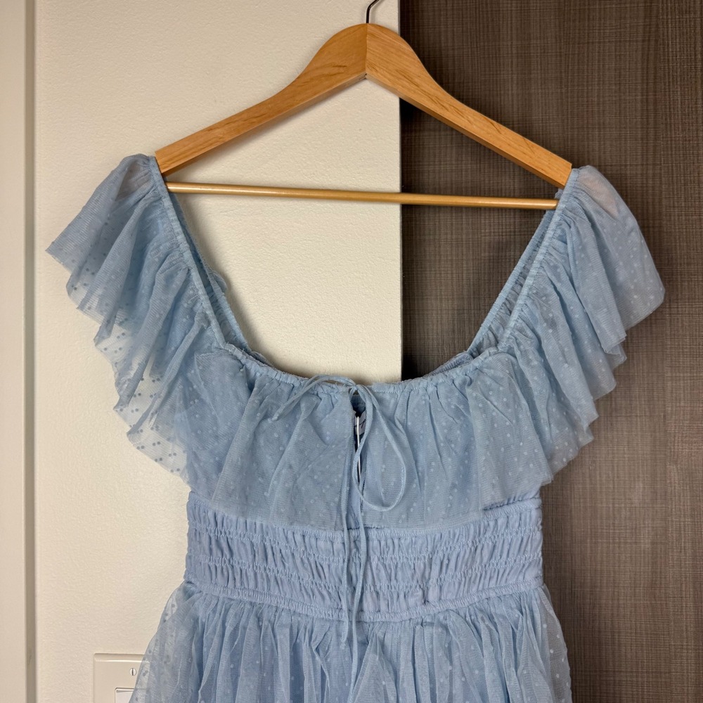 NEW Petal & Pup Blue Belle Maxi Dress Tiered Ruffle Lace Balletcore Size Medium - Picture 5 of 13